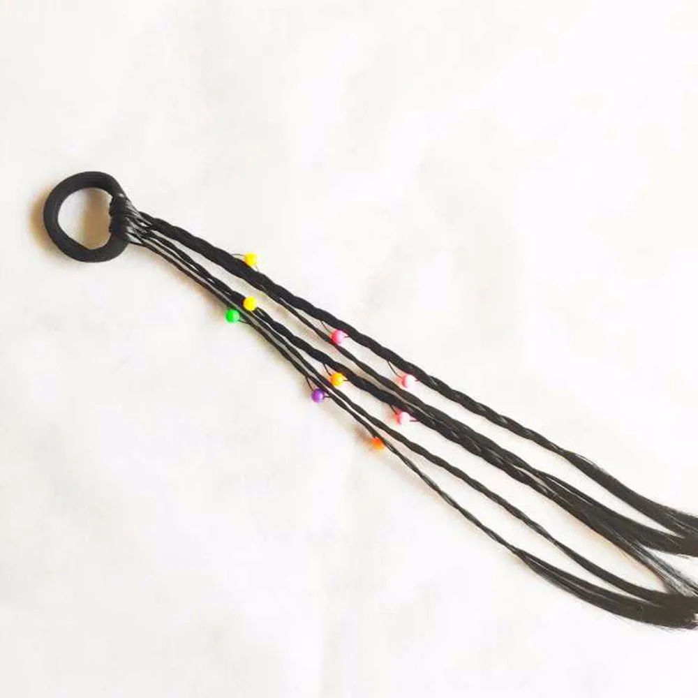 Round beads black 1 шт., детский цветной парик, заколка для волос, для женщин и девочек, косичка, эластичные ленты для волос, уличная производительность, аксессуары для волос для укладки - Цвет: Round beads black