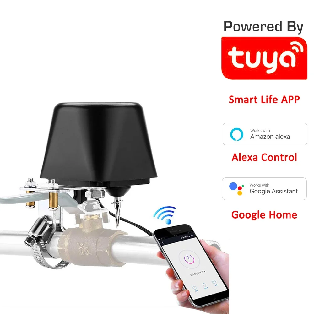 MOL Tuya-controlador de válvula inteligente Wifi para tubería de agua, dispositivo de cierre automático Compatible con asistente de Google Alexa SmartLife