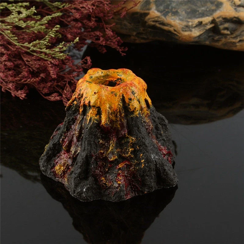 Aquarium Fish Ornament Decor Aquarium Decoration Oxygen Pump Bubble Stone Pump Drive Aquarium Toy Simulation Volcano Shape