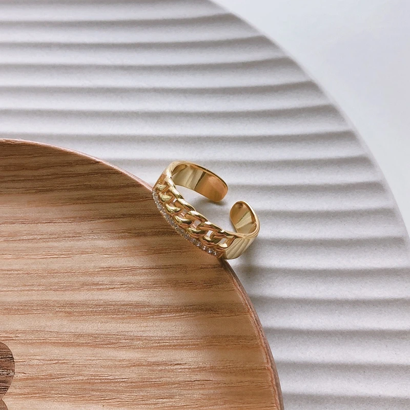 LouLeur, опт, настоящее 925 пробы, серебро, циркон, кольца,, Золотая цепочка, открытые серебряные кольца, для женщин, модное, хорошее ювелирное изделие, подарки