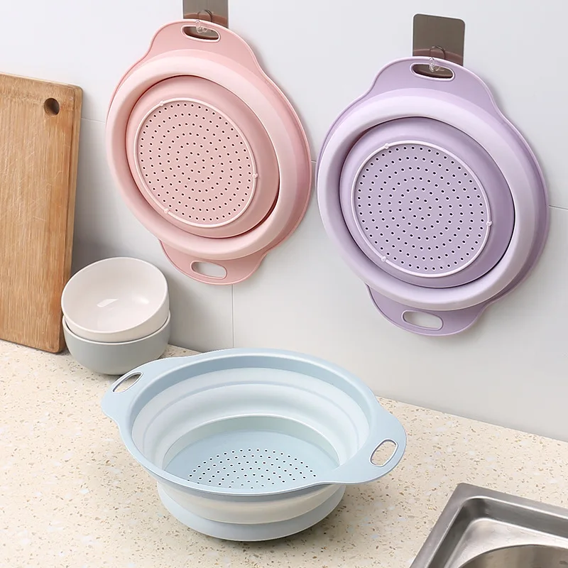 

Large Foldable Fruit Vegetable Washing Basket Collapsible Colander Strainer Kitchen Storage Basket Cooking Tools