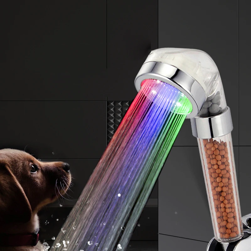 

Shower Head Hand Shower Adjustable 3 Mode High Pressure Shower Head Water Saving One Button To Stop Water Shower Heads Led Light