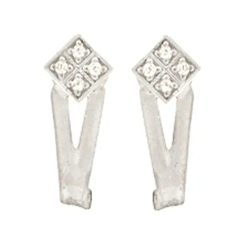 

Earrings in sterling silver 925MLS bathroom in rhodium and crimping in cubic zirconia. Close Wires.