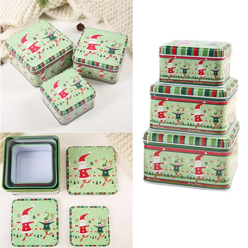 3pcs Christmas Candy Box Creative Santa Claus Pattern Candy Boxes Party Supplies Gift Boxes Favor For Cookie Sweets Biscuit A2