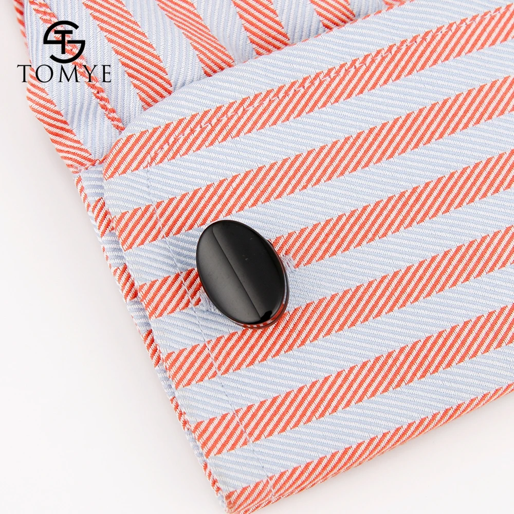 Men's Copper Cufflinks Matte Black Oval
