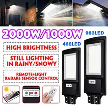 1000 Вт/2000 Вт светодиодный настенный светильник IP65 Водонепроницаемый 462/963 светодиодный s цифровой Солнечный уличный светильник с радиолокационным движением+ пульт дистанционного управления для наружного уличного светильник