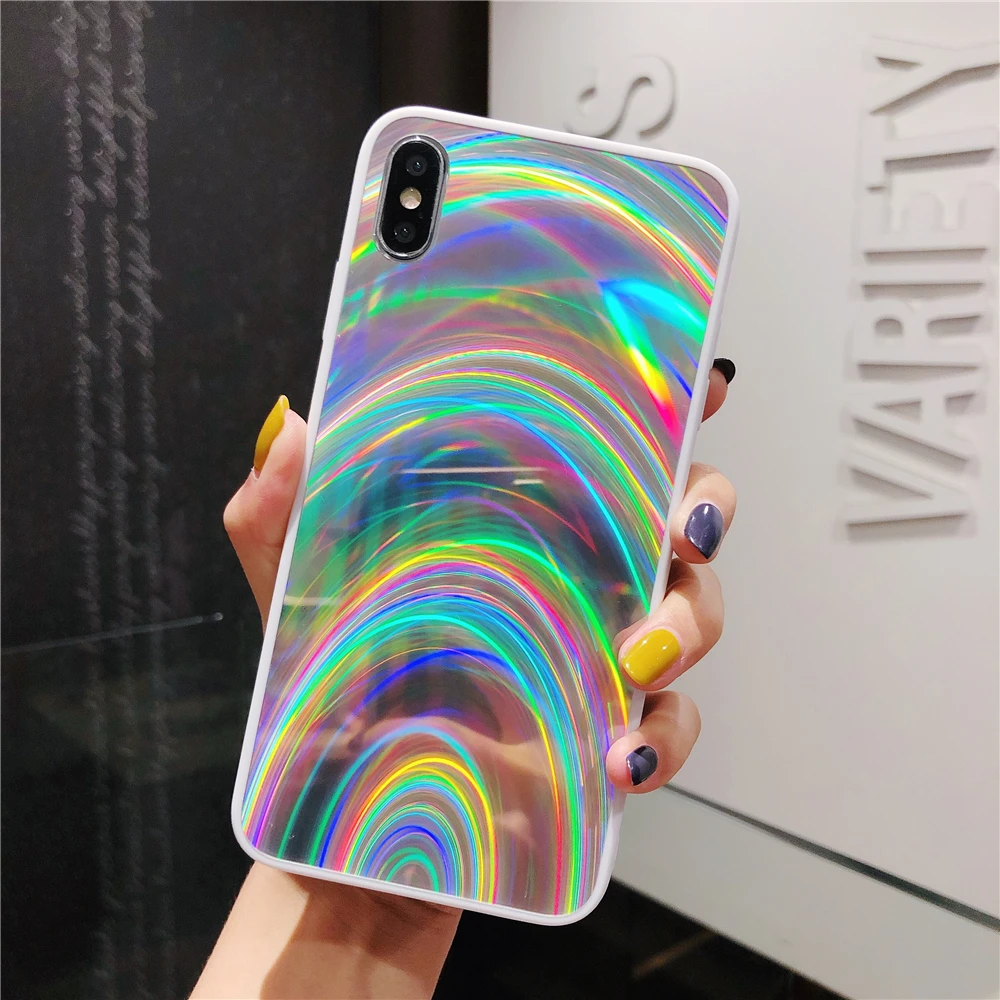 

Beautiful Bling Rainbow Phone Case for Coque iPhone 6 Luxury Hard Back Cover for iPhone Xs XR Xsmax X 6S 8 7 Plus Fashion Funda