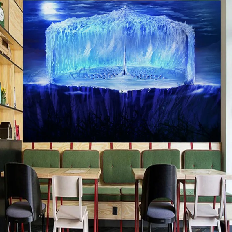 

Drop Shipping Custom Photo Wallpaper Crystal Ice Palace Blue Wallpaper Living Room Bedroom Wall Mural Papel De Parede 3d