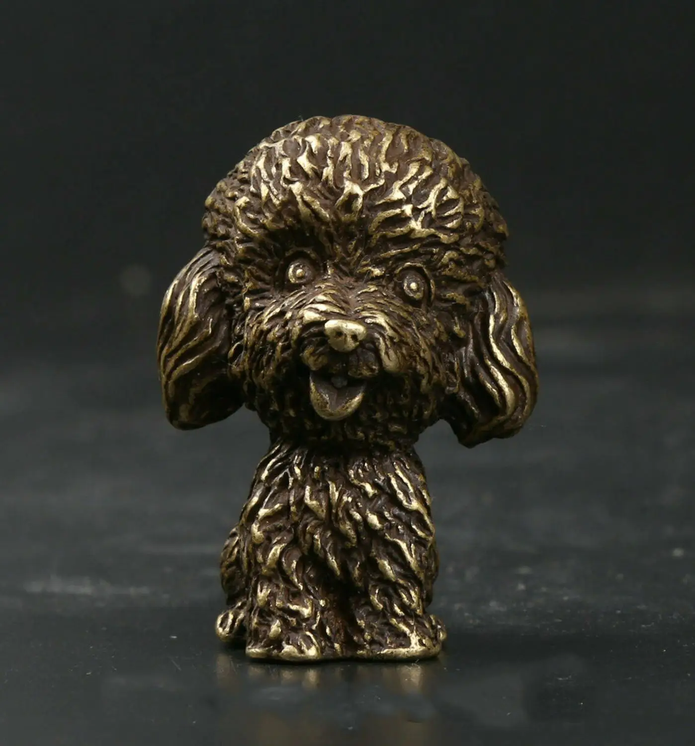 39 мм Маленькая китайская Бронзовая статуя плюшевой собаки 12 года зодиака | Дом и