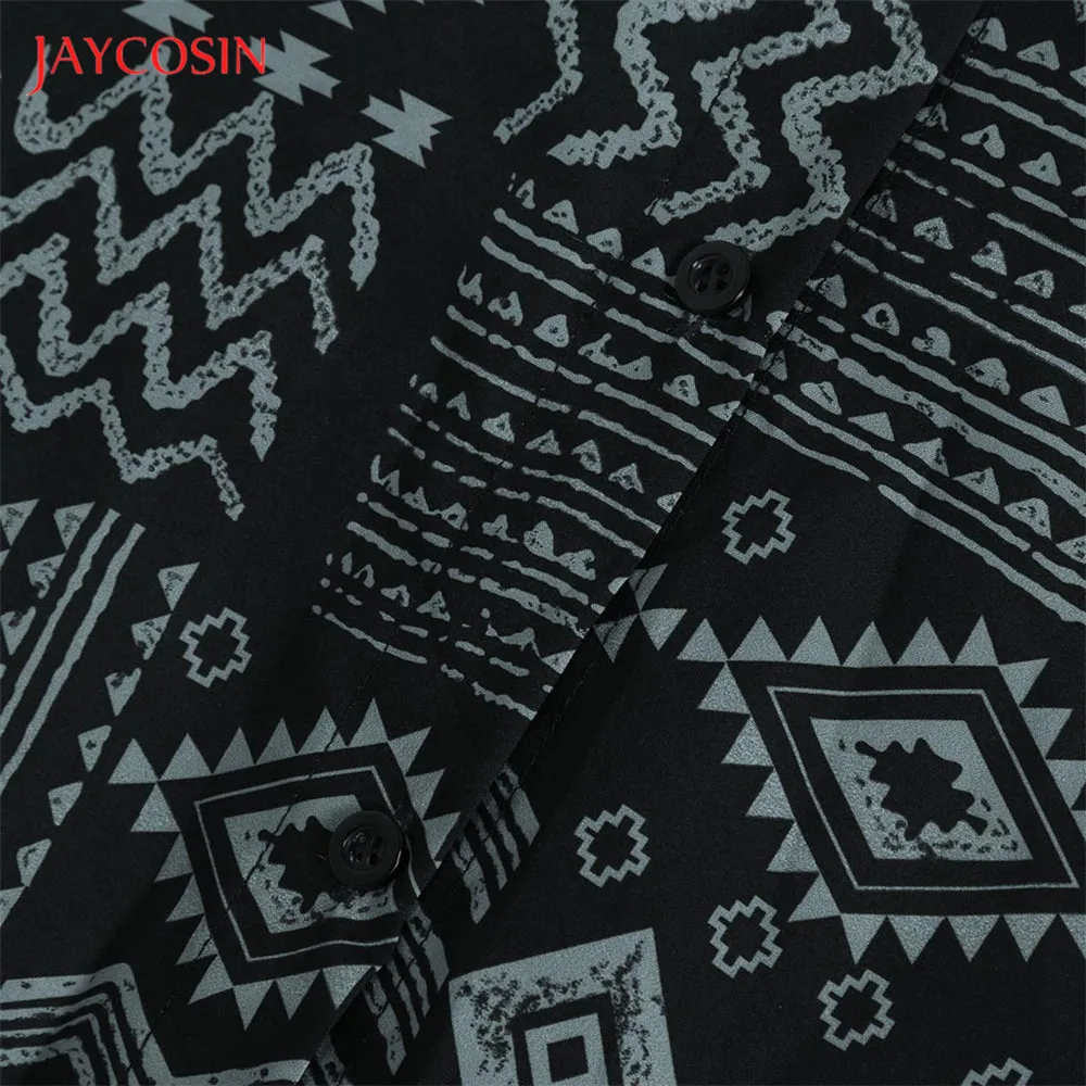 Joycosin, зимняя мужская рубашка, Повседневная модная мужская одежда, этнический стиль, с принтом, с длинным рукавом, мужская рубашка, крашеная трава, на пуговицах, топы