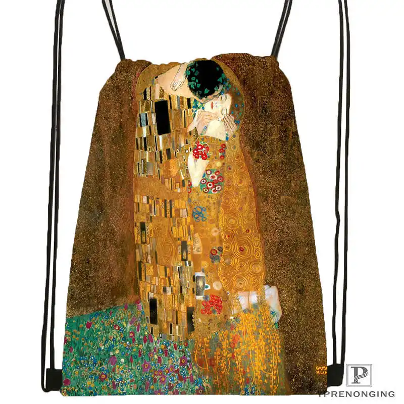 Drawstring Backpack На выбор Gustav Klimt#10 походная сумка на шнурке милый рюкзак для детей(черная спинка) 31x40 см#180531-02-39 - Цвет: Drawstring Backpack