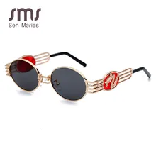 Винтажные мужские солнцезащитные очки в стиле стимпанк женские новые роскошные брендовые металлические черные Серебряные Круглые очки модный дизайн UV400 Gafas de sol