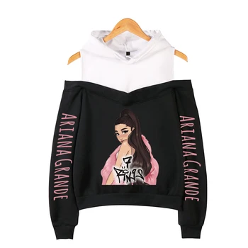 

Coat New Ariana Grande Pink Off shoulder Sweatshirts Women Fashion Casual Kawaii Hoody Print Ariana Grande Off Shoulder Hoodies