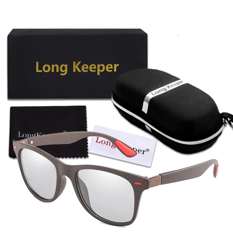 brown red -AL Longkeperer классические фотохромные солнцезащитные очки для мужчин Поляризованные для вождения солнцезащитные очки Gafas Oculos de sol с футляром UV400 - Цвет линз: brown red -AL