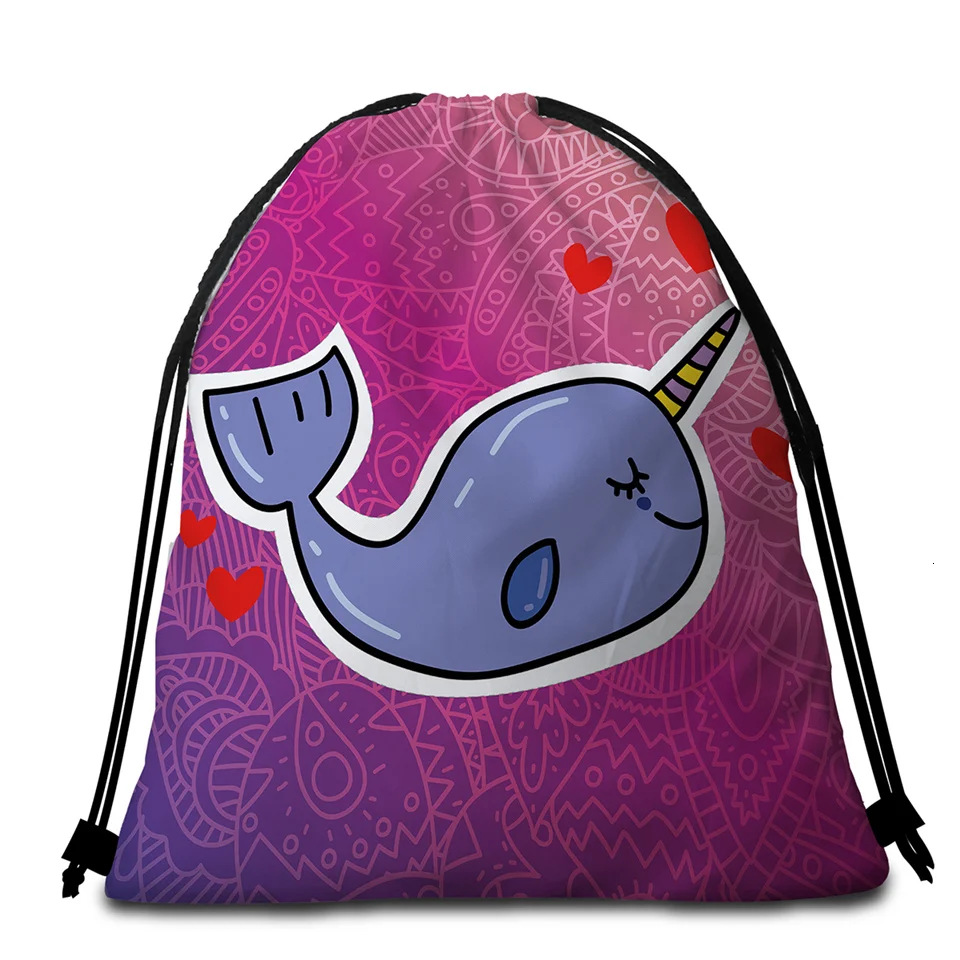 Постельное белье Outlet Narwhal круглый пляжное полотенца микрофибры банное полотенце с мультяшным принтом для детей ленточки Фиолетовый Кит