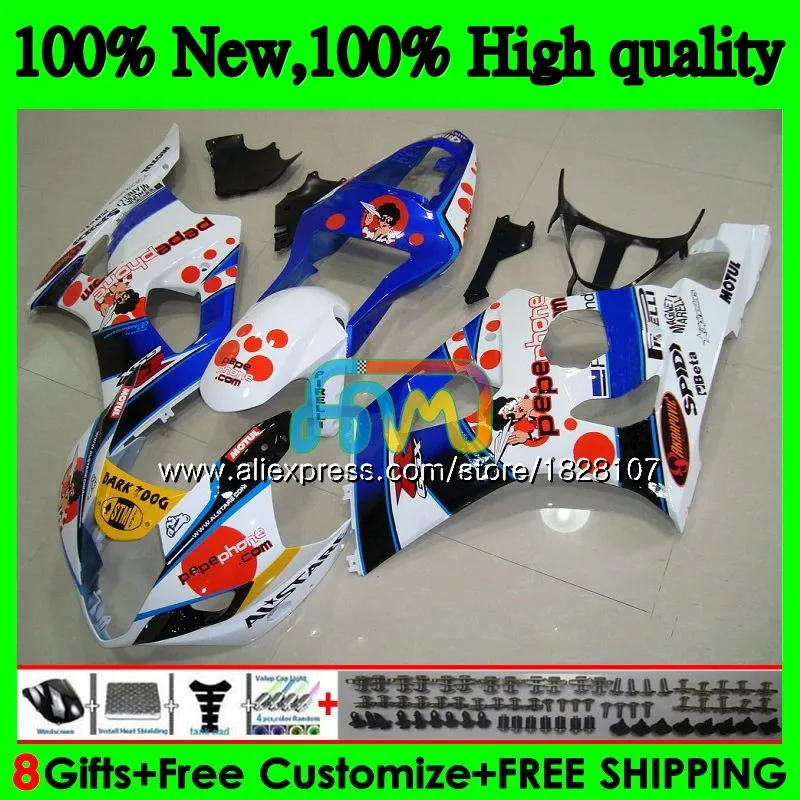 Корпус для SUZUKI GSXR-1000 GSXR1000 03 04 41BS. 71 1000CC GSX-R1000 GSX R1000 03 04 K3 GSXR 1000 CC 2003 2004 Обтекатель Pepephone