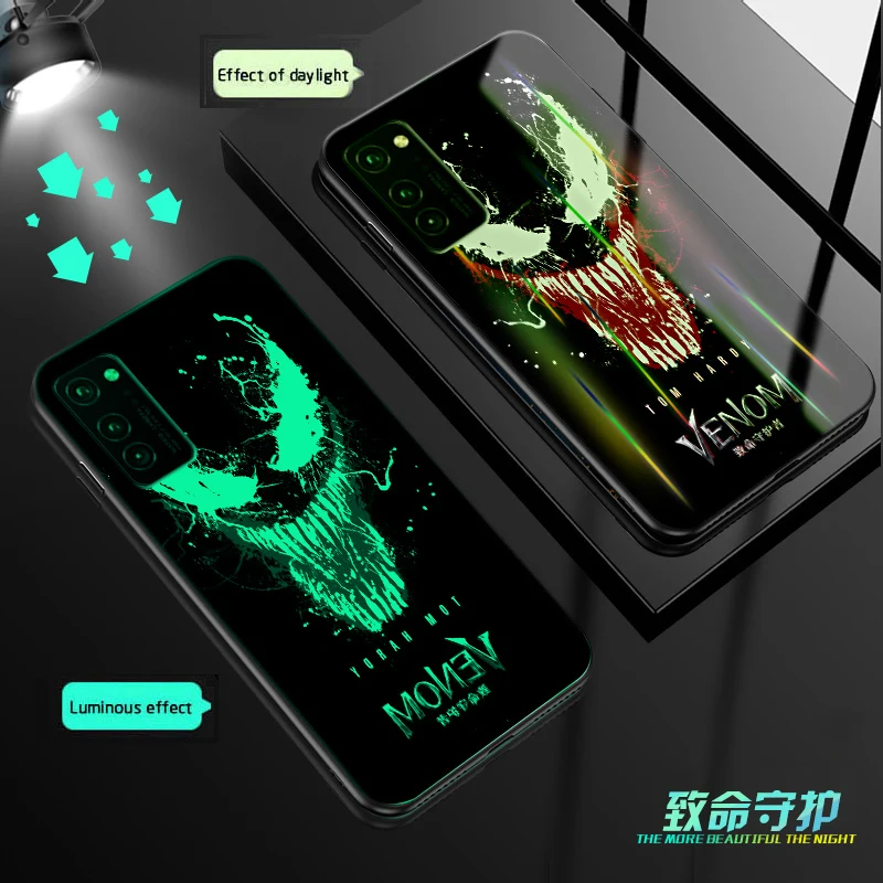 Aurora Venom Luxury Luminous Glass Case For huawei Honor View V30 Pro 20 10i 20i PLAY3 dazzle Cover For Honor 7X 8X 9A 8A Cases