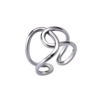 

JAECLNCY 925 Sterling Silver Ring Big Hyperbole Ring Openwork Twist Line Ring For Women Elegant Fine Jewelry Korean Niche Wild