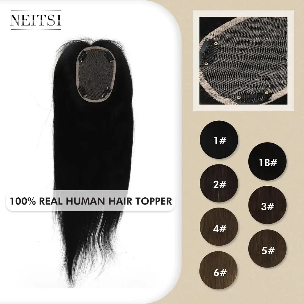 Neitsi 10*13 см 14 дюймов прямые Remy человеческие волосы Topper Wig 100% настоящие кружевная