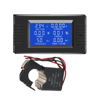 

Peacefair Newest AC 6in1 220V 100A Single Phase Digital Panel Ampermeter Volt Watt Kwh Power Factor Meter With Split CT