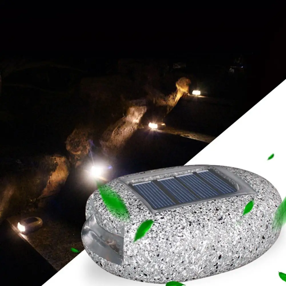 Waterproof Ground Mounted Resin Stone Shape LED Solar Light Outdoor Garden Decor