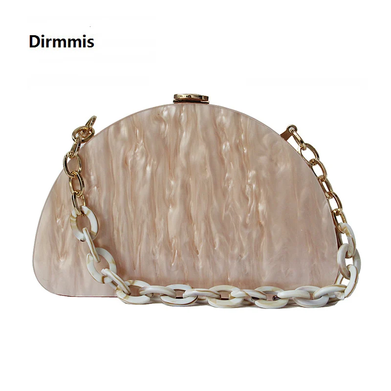 Сумка женская акриловая на цепочке однотонный Вечерний Клатч бежевого цвета