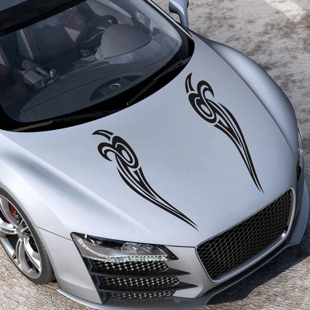 Черная Виниловая наклейка на капот грузовика в полоску с пламенем|Наклейки