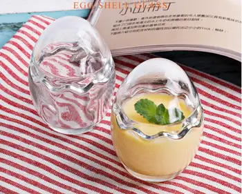 

6pcs Creative glass eggshell pudding bottle heat-resistant pudding cup ice cream mousse cup yogurt bottles Free Shipping