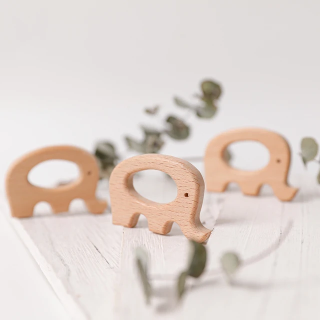 Baby Wooden Toys Beech Wooden Teething Accessory For Pacifier Chain Rodent Elephant BPA Free Wood Baby Bedside Toys 2