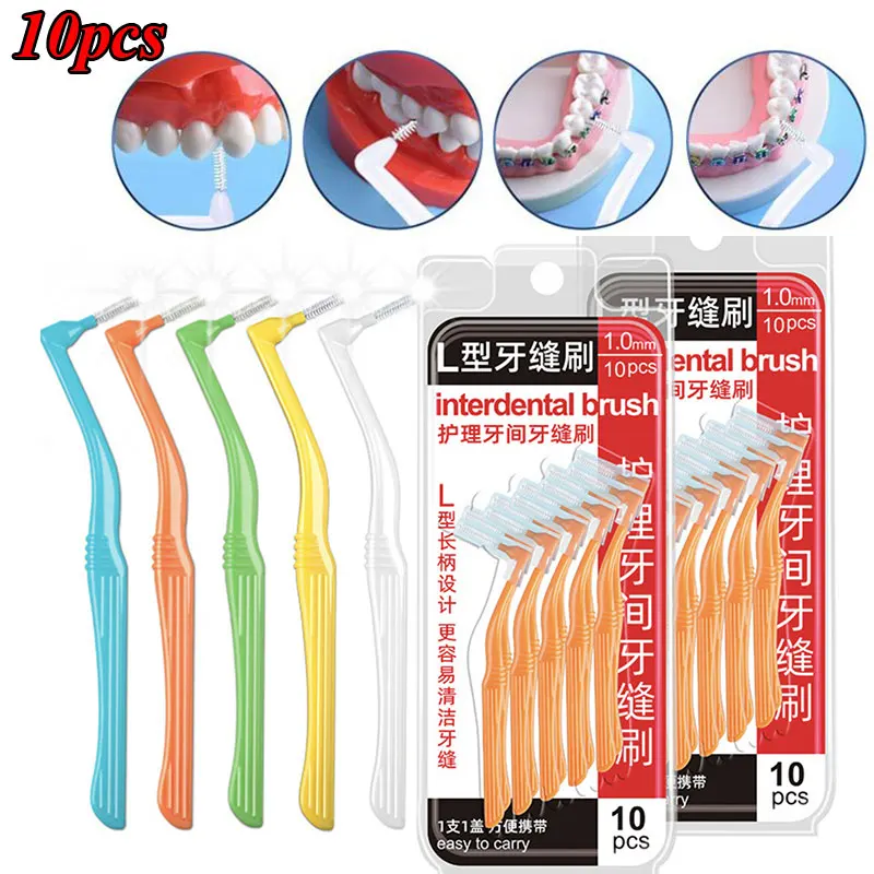 Adults Interdental Brush Toothpick Between Teeth Floss 10pcs 0.6/0.7/1.0/1.2mm Interdental Brush