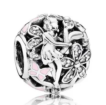

Authentic 925 Sterling Silver Charm Openwork Dazzling Daisy Fairy With Crystal Bead Fit Women Pandora Bracelet Necklace Jewelry