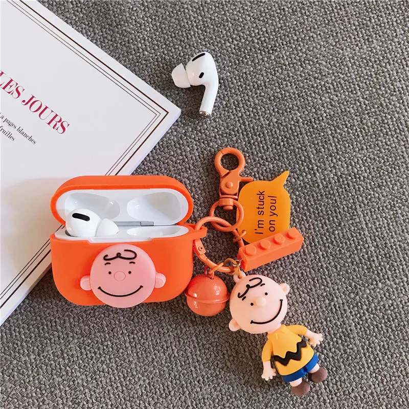 Мягкий силиконовый милый корейский мультфильм Peanut Comics Charlie коричневый с ремешком наушники защитный чехол Чехлы для Apple Airpod Pro 3 - Цвет: 1