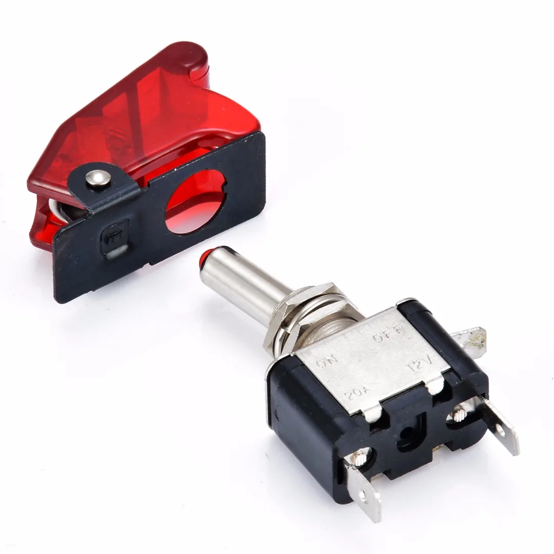12V 20A Racing Car Red Cover LED Light SPST Toggle Rocker Ignition Switch Control On/Off Suuonee Ignition Switch