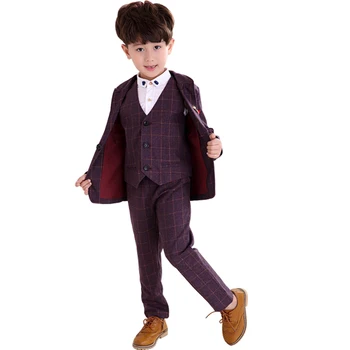 

3PCS Baby Boy Black Suits Children Formal Wedding Clothing Teenagers Gentleman Outfits Kids Wedding Suits Kids Vest Blazer Pants