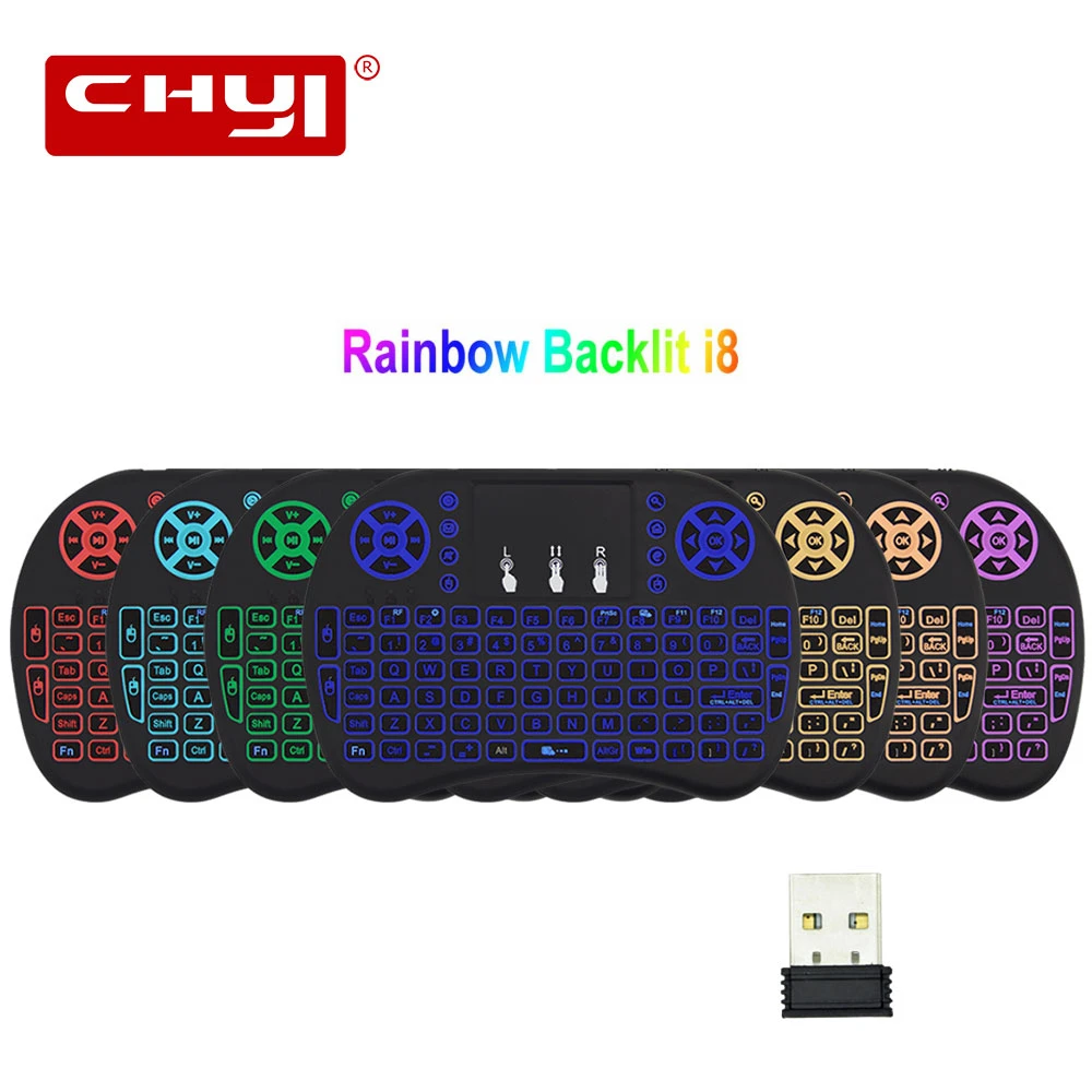 Беспроводная мини-клавиатура CHYI i8 с 7-цветной подсветкой для ПК портативная 2 4 ГГц