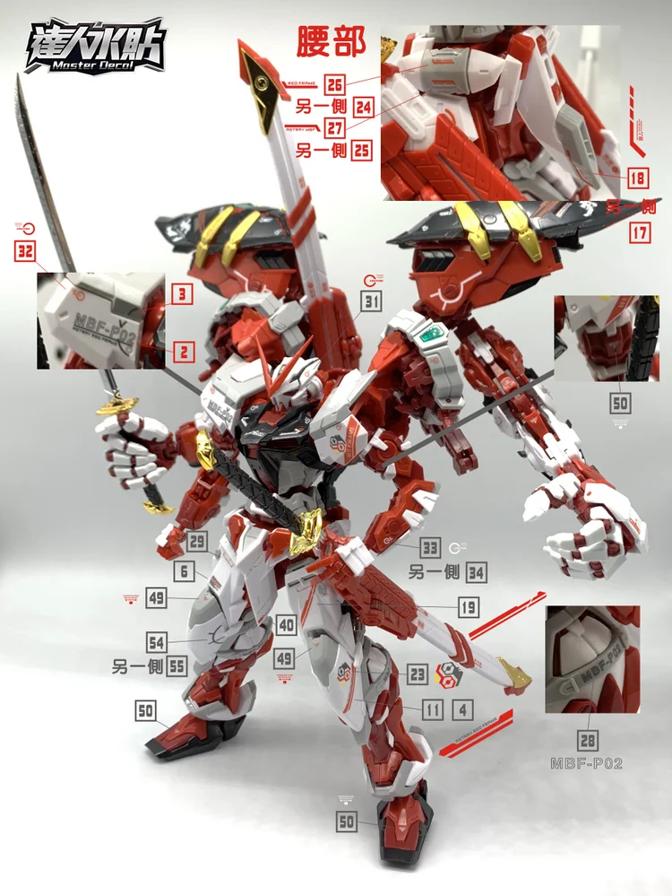 US S24 MG 1/100 Astray Red Frame Powered Red Gundam Gunpla Waterslide