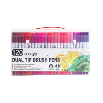 

120 Color FineLiner Dual Tip Brush Art Markers Pen for Adult Coloring Books Calligraphy Lettering Art Supplies School Stationery