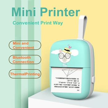 

Cartoon Mini Printer Thermal Black and White Printing Office Document Webpage Picture Printing Bluetooth Connection Kid Gift