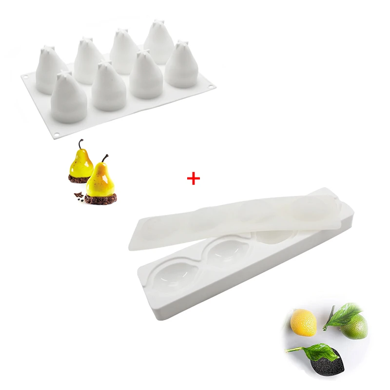 Pear and Lemon Силиконовая форма для торта в форме фруктов, 3D форма для выпечки, шоколадная выпечка, кексы, противень для выпечки фруктов, яблок, лимона, груши, вишни, Мусса - Цвет: Pear and Lemon