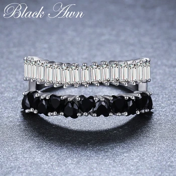 

2020 New Romantic 925 Sterling Silver Fine Jewelry Engagement Black Spinel Engagement Ring for Women Anillos Mujer G071