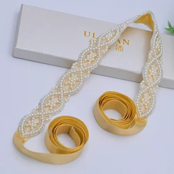 S353 Charming Wedding Dress Belt Woman Prom Belt Party Dress Belt Pearls Beaded Bridal Belt Women Waist Belts Wedding Sash