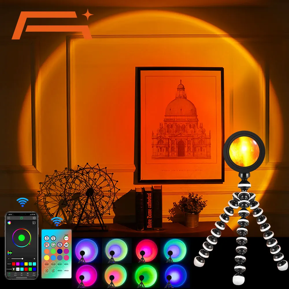 Sunset Projection Lamp,USB Port 180° Rotation LED Projector Lamp,For