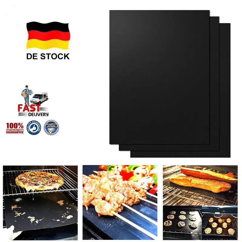 8pcs BBQ Oven Grill Mat Heat Resistant Non-Stick BBQ Grill Sheet Oven Pan Liners Baking Pad Mat