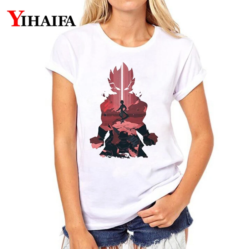

Women 3D T-shirt Cartoons Goku Graphic Tee Casual Dragon Ball Z Anime White T shirts Couple Short Sleeve Tops