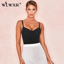 WLWXR черный сексуальный комплект для женщин топ ремень обтягивающий, с открытой спиной, без рукавов Боди женские Клубные вечерние комбинезон Дамский комбинезон