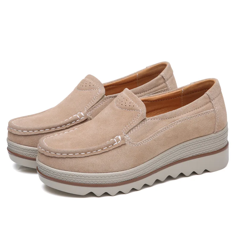  2021 Spring Women Flats Shoes Platform Slip On Flats Woman Sneakers Female Suede Ladies Tenis Loafers Moccasins Casual Shoes ballet flat leather shoes womens Flats