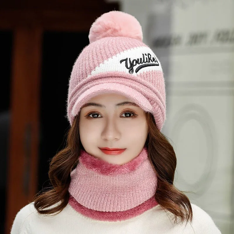 Skullies Beanies, женская вязаная шапка, шарф, женские зимние шапки для женщин, одноцветная Балаклава, маска, Feminino Beanie, шапка