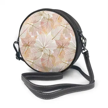 

Leaves Sample Pattern Round Crossbody Cell Phone Shoulder Bag Messenger Bags Fashion Daily Use For Women Wallet