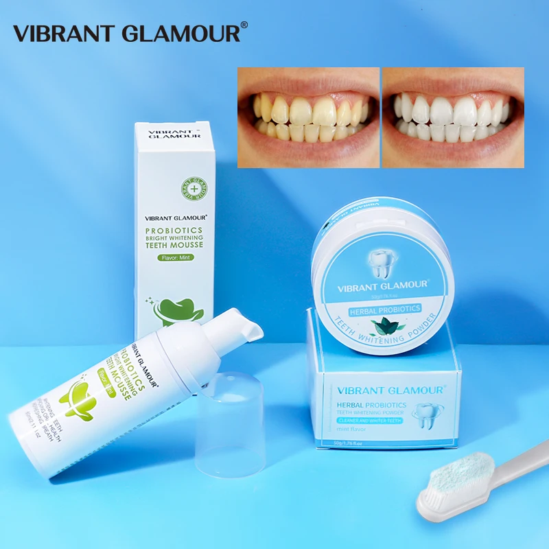 

VIBRANT GLAMOUR Tooth Whiten Powder Teeth Whitening Mousse Toothpaste Bright Remove Bacteria Fresh Breath Hygiene Oral Cleaning