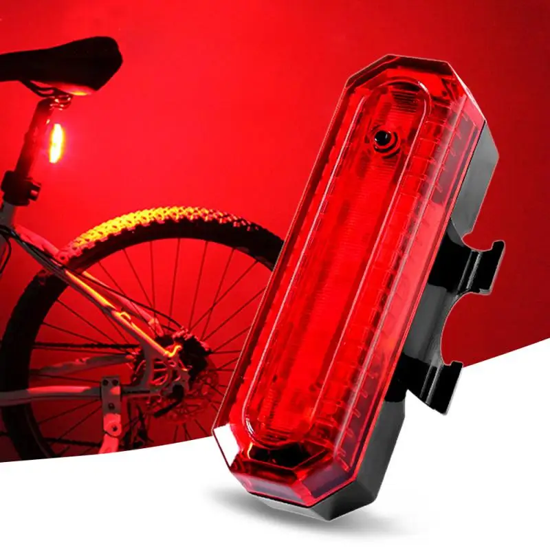 Night Riding Safety Warning Light USB Rechargeable Mountain Bike Taillight Water proof 5LED